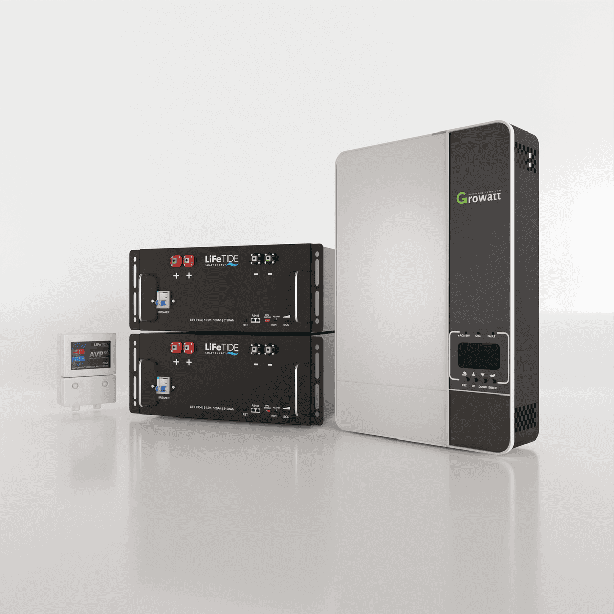 5kw-Battery-Backup-Kit-Growatt-SPF-5000-ES-Inverter-2x-5120wh-lithium-iron-batteries-Battery-for-Sale 5kW Growatt Load Shedding Kit. 2x 5120Wh Lithium Batteries LiFePO4. Growatt SPF5000 ES Inverter for Sale. Battery Backup Kit