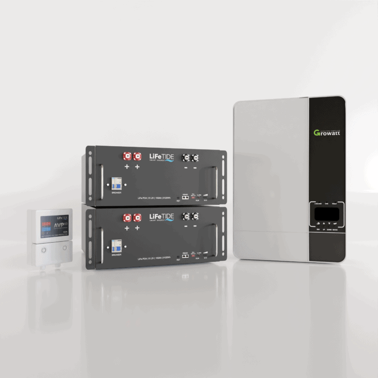 5kW Growatt Load Shedding Kit. 2x 5120Wh Solar Lithium Battery. Growatt SPF5000 ES Inverter for Sale. Battery Backup Kit