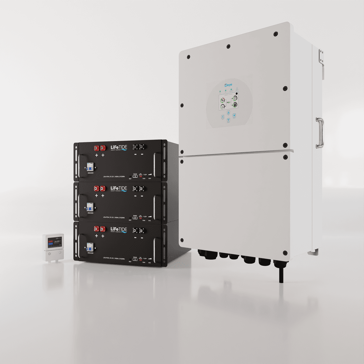 16kW-Deye-Battery-Backup-Load-Shedding-Kit 16kW Deye Load Shedding Kit. 3x 5kw Lithium Batteries for Solar LiFePO4. Deye Hybrid Inverter for Sale. Hybrid Backup Kit for Sale South Africa.
