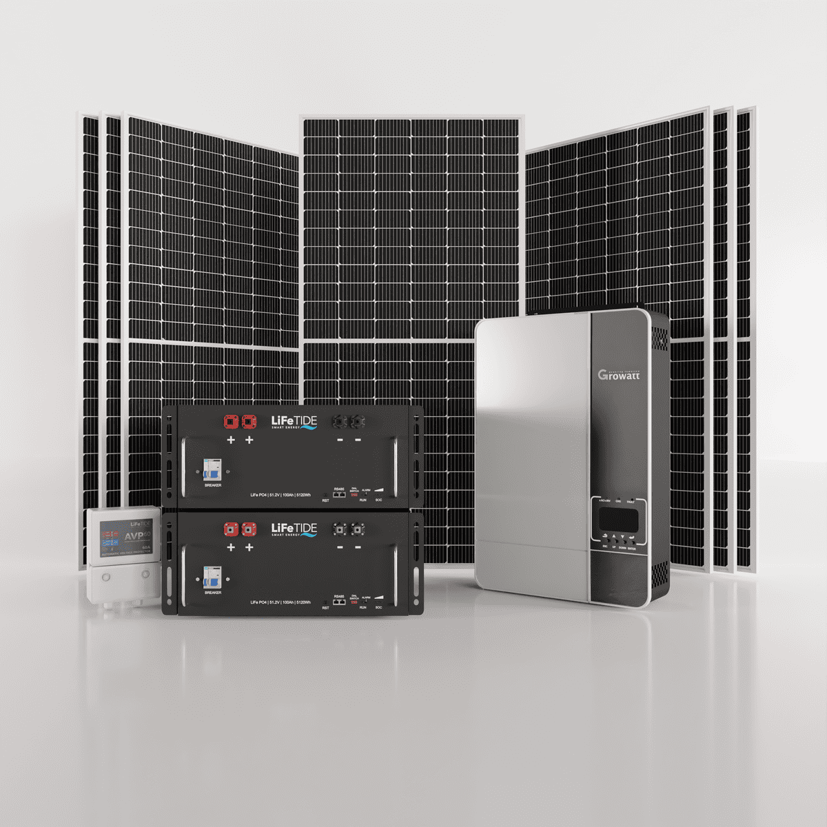 5kW-Growatt-Solar-System-2x-5120Wh-Lithium-Phosphate-Batteries-Hybrid-Inverter-460W-JA-Solar-Panels 5kW Growatt Solar System. 2x 5kW Lithium Batteries for Solar. Growatt Inverter. 7x 460W JA Solar Panels. Solar System for Sale South Africa.