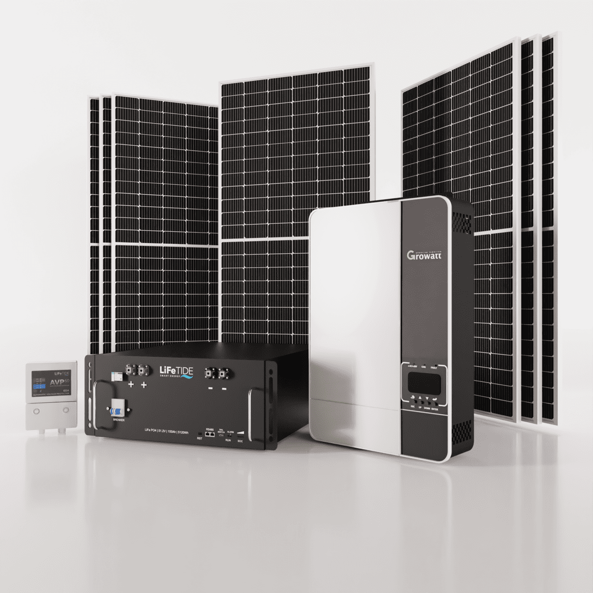 5kW-Growatt-Solar-System-5120Wh-Lithium-Phosphate-Battery-460W-JA-Solar-Panels -South-Africa 5kW Growatt Solar System. 5120Wh LiFePO4 Battery for Solar. Growatt Inverter. 7x 460W JA Solar Panels. Solar System for Sale South Africa.
