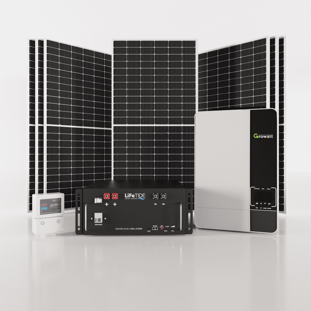 5kW-Growatt-Solar-System-5120Wh-Lithium-Phosphate-Battery-460W-JA-Solar-Panels 5kW Growatt Solar System. 5kW Lithium Battery for Solar. Growatt Inverter. 7x 460W JA Solar Panels. Solar System for Sale South Africa.