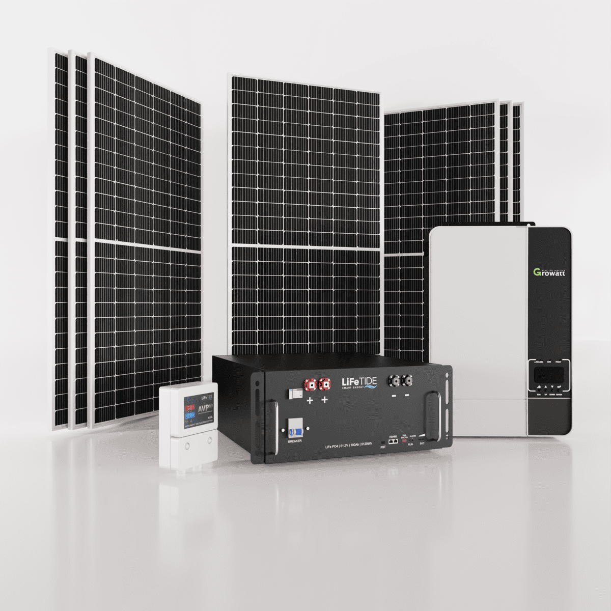 5kW-Growatt-Solar-System-for-Sale-5120Wh-Lithium-Phosphate-Battery-460W-JA-Solar-Panels 5kW Growatt Solar System. 5120Wh Lithium Battery for Solar LiFePO4. Growatt Inverter. 7x 460W JA Solar Panels. Solar System for Sale South Africa.