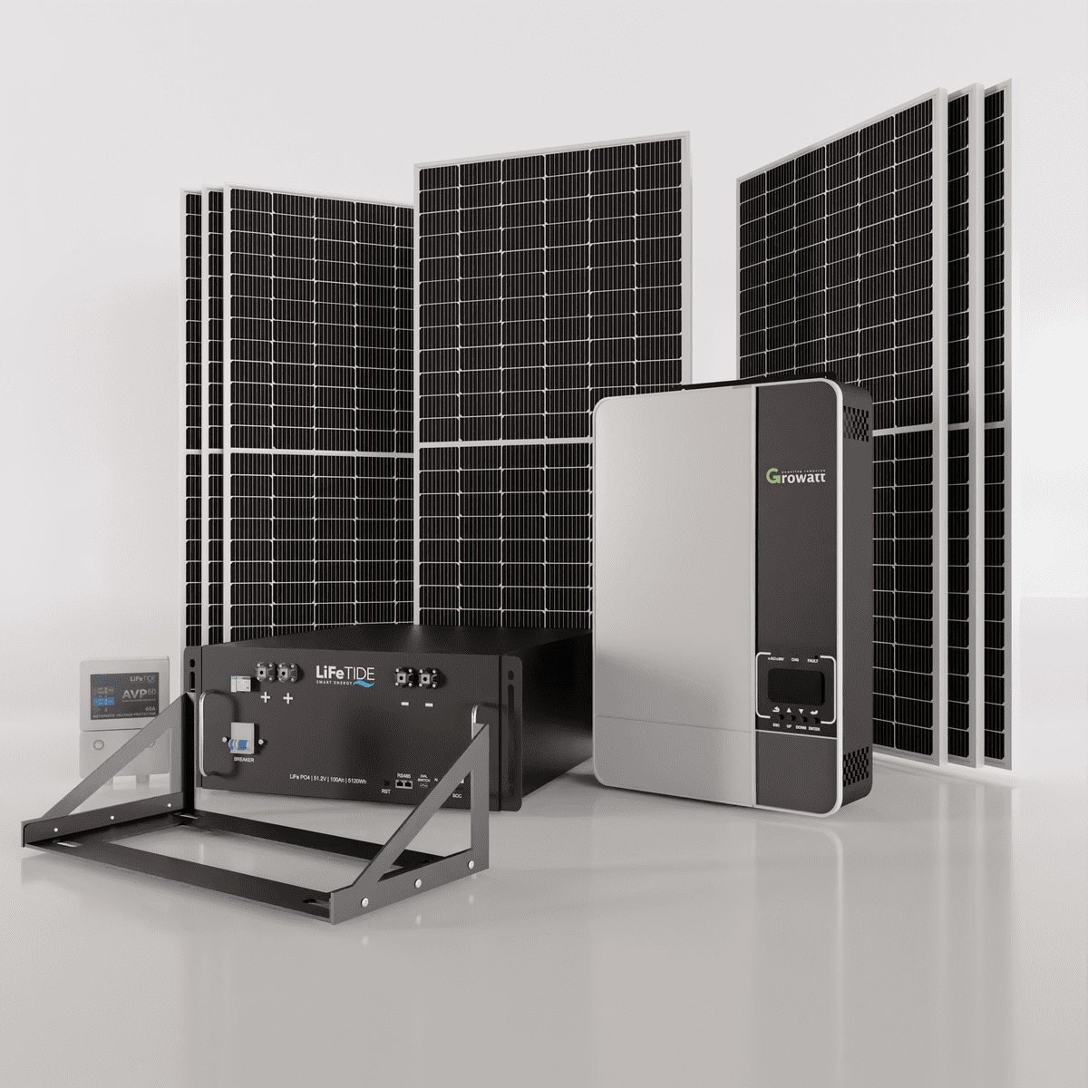 5kW Growatt Solar System with Lithium Iron Battery and JA Solar Panels 5kW Growatt Solar System. 5120Wh Lithium Battery for Solar LiFePO4. Growatt Inverter. 7x 460W JA Solar Panels. Solar System for Sale South Africa.
