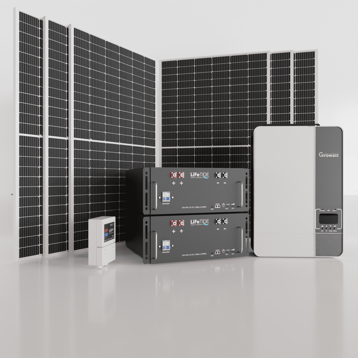 5kw-Growatt-SPF5000-Solar-System-5120Wh-LiFePO4-Batteries-565W-JA-Solar-Panels-South Africa 5kW Growatt Solar System. 2x 5120Wh LiFePO4 Batteries for Solar. Growatt Inverter. 6x 565W BiFacial JA Solar Panels. Solar System for Sale South Africa.