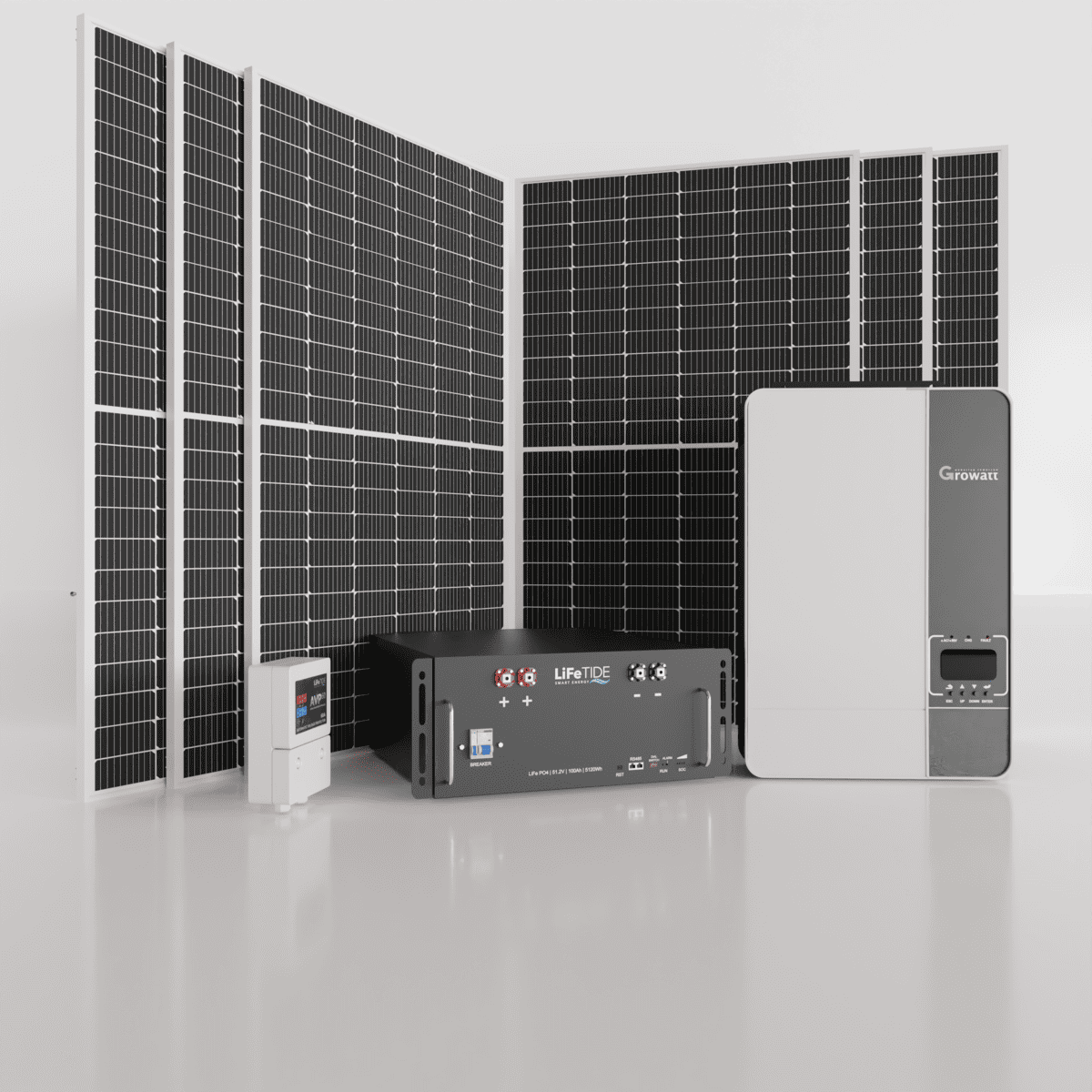 5kw-Growatt-Solar-System-for-sale-5120Wh-Battery-565W-JA-Solar-Panels 5kW Growatt Solar System. 5120Wh Lithium Battery for Solar. Growatt Inverter. 6x 565W BiFacial JA Solar Panels. Solar System for Sale South Africa.