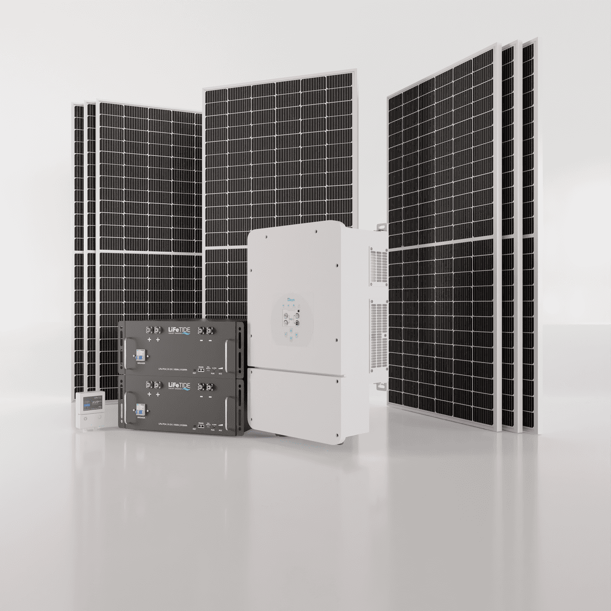 8kW-Deye-Solar-System-2x-5120Wh-Lithium-Phosphate-Batteries-Hybrid-Inverter-460W-JA-Solar-Panels 8kW Deye Solar System. 2x 5120Wh LiFePO4 Batteries for Solar. Deye Hybrid Inverter. 7x 460W JA Solar Panels. Solar System for Sale South Africa.