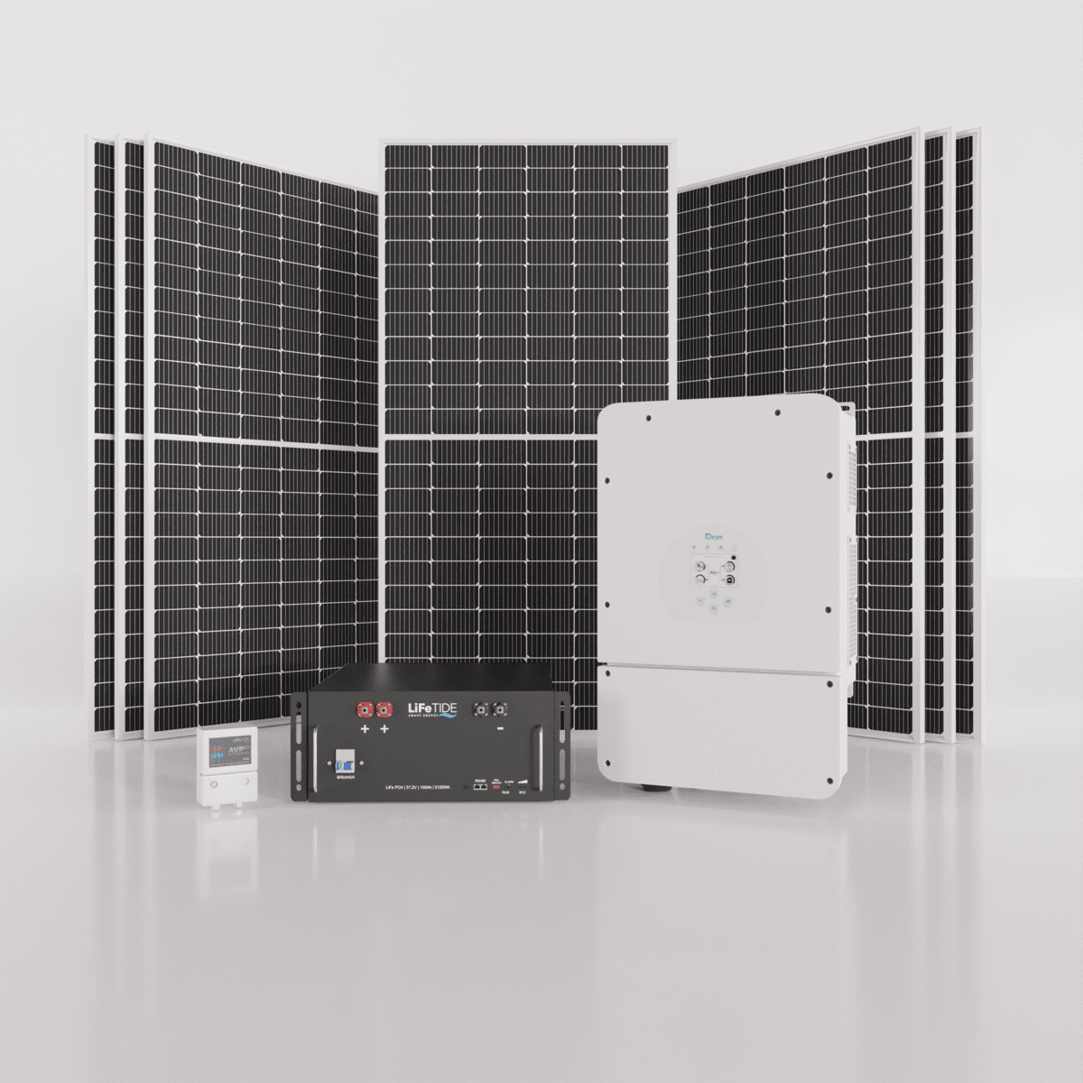 8kW-Deye-Solar-System-5120Wh-Lithium-Phosphate-Battery-Hybrid-Inverter-460W-JA-Solar-Panels 8kW Deye Solar System. 5kW Solar Lithium Battery. Deye Inverter for Sale. 7x 460W BiFacial JA Solar Panels. Hybrid Solar System for Sale South Africa.