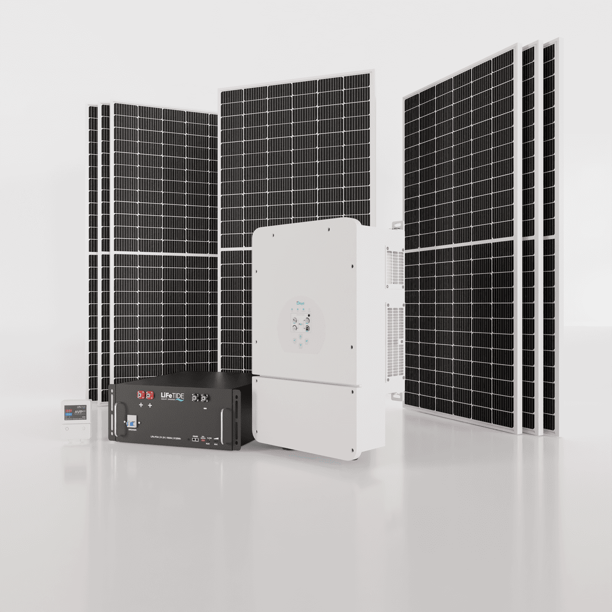 8kW-Deye-Solar-System-South-Africa-5120Wh-Lithium-Phosphate-Battery-Hybrid-Inverter-460W-JA-Solar-Panels 8kW Deye Solar System. 5120Wh Lithium Battery for Solar LiFePO4. Deye Inverter for Sale. 7x 460W BiFacial JA Solar Panels. Hybrid Solar System for Sale South Africa.