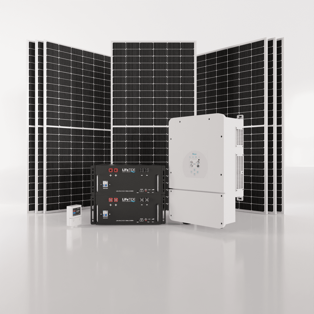 8kW-Deye-Solar-System-for-Sale-2x-5120Wh-Lithium-Phosphate-Batteies-Hybrid-Inverter-460W-JA-Solar-Panels 8kW Deye Solar System. 2x 5kW Lithium Solar Batteries for Solar. Deye Hybrid Inverter. 7x 460W JA Solar Panels. Solar System for Sale South Africa.