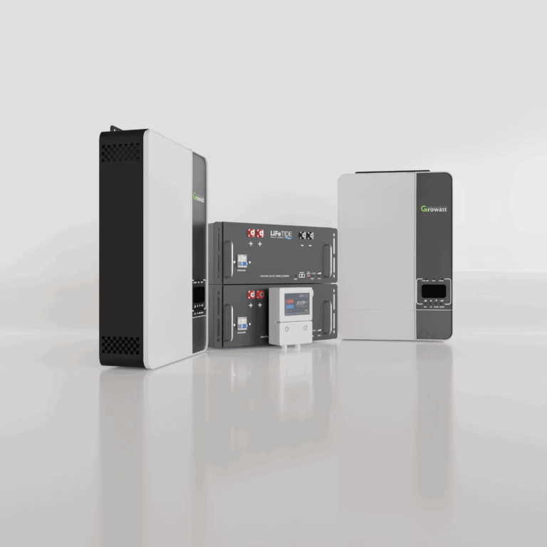 10kW Growatt Load Shedding Solution. 2x 5120Wh Lithium Batteries LiFePO4. 2x Growatt SPF5000 ES Inverter for Sale.