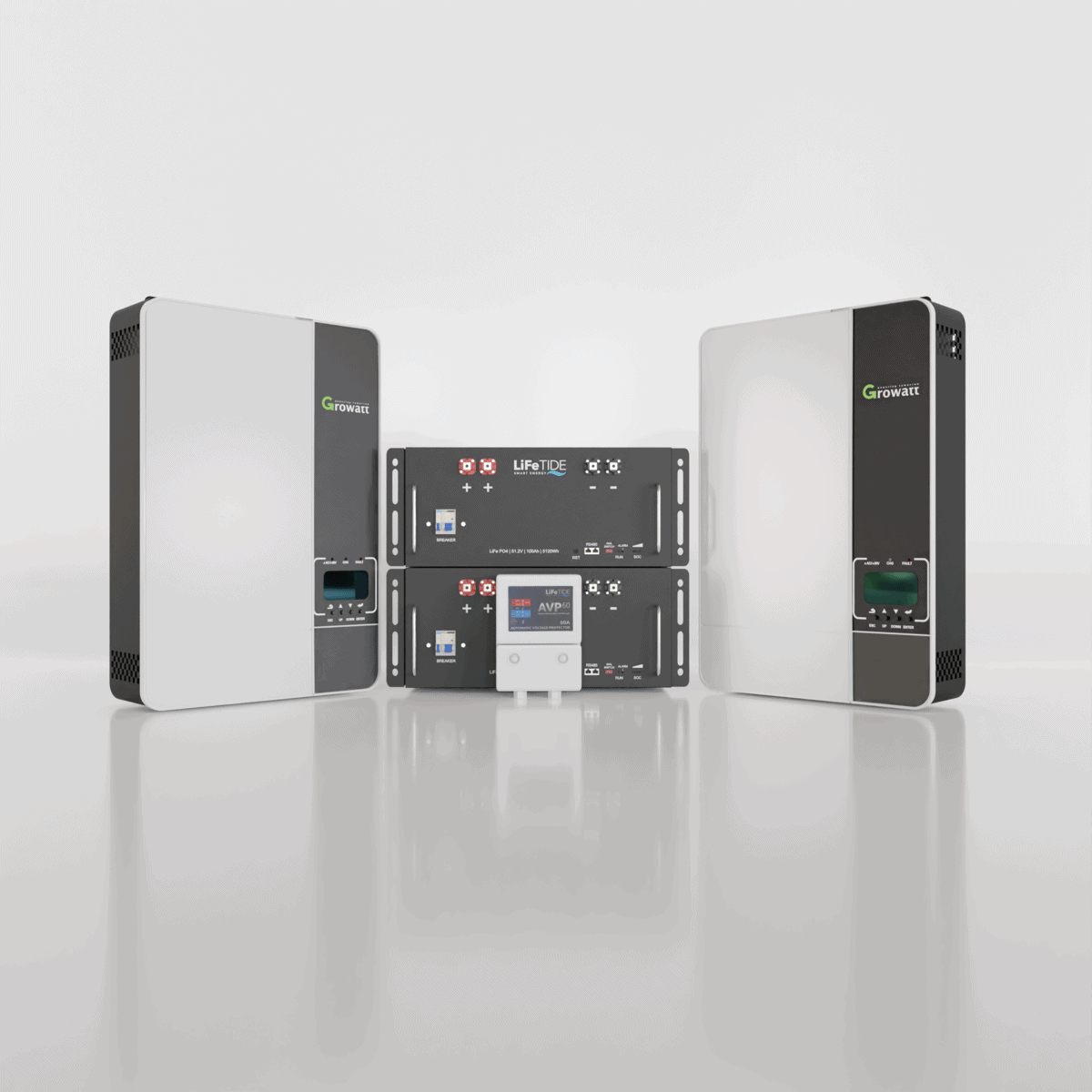 10kW-Growatt Load-Shedding-Kit-2x-5120Wh Batteries 10kW Growatt Load Shedding Kit. 2x 5120Wh Solar Batteries LiFePO4. 2x Growatt SPF5000 ES Inverter for Sale. Best Load Shedding Kit Price.