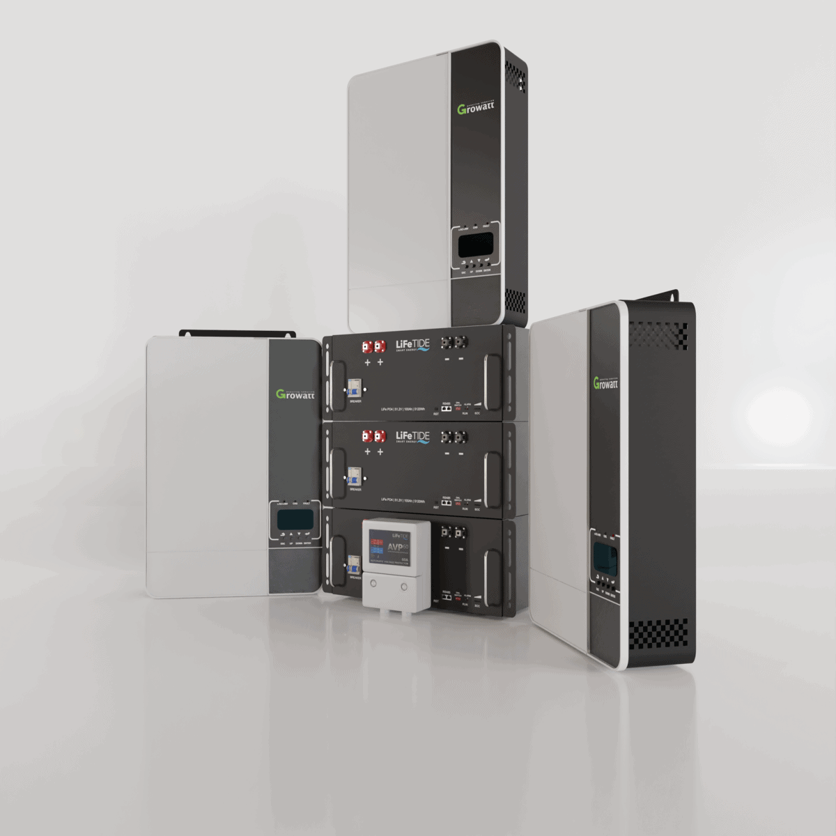 15kW Growatt Load Shedding Solation 3x 512Wh Batteries for sale 15kW Growatt Load Shedding Solution. 3x 5kw Lithium Batteries. Growatt Inverter for Sale. SPF5000 ES.