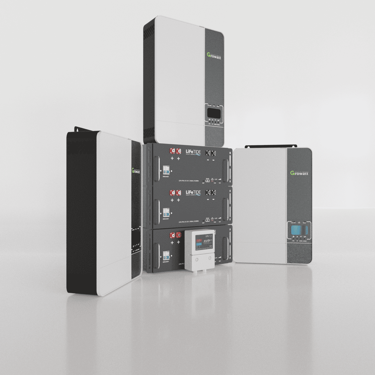 15kW Growatt Load Shedding Solation 3x 512Wh Batteries south africa 15kW Growatt Load Shedding Solution. 3x 5120Wh Batteries. Growatt Inverter for Sale. SPF5000 ES.