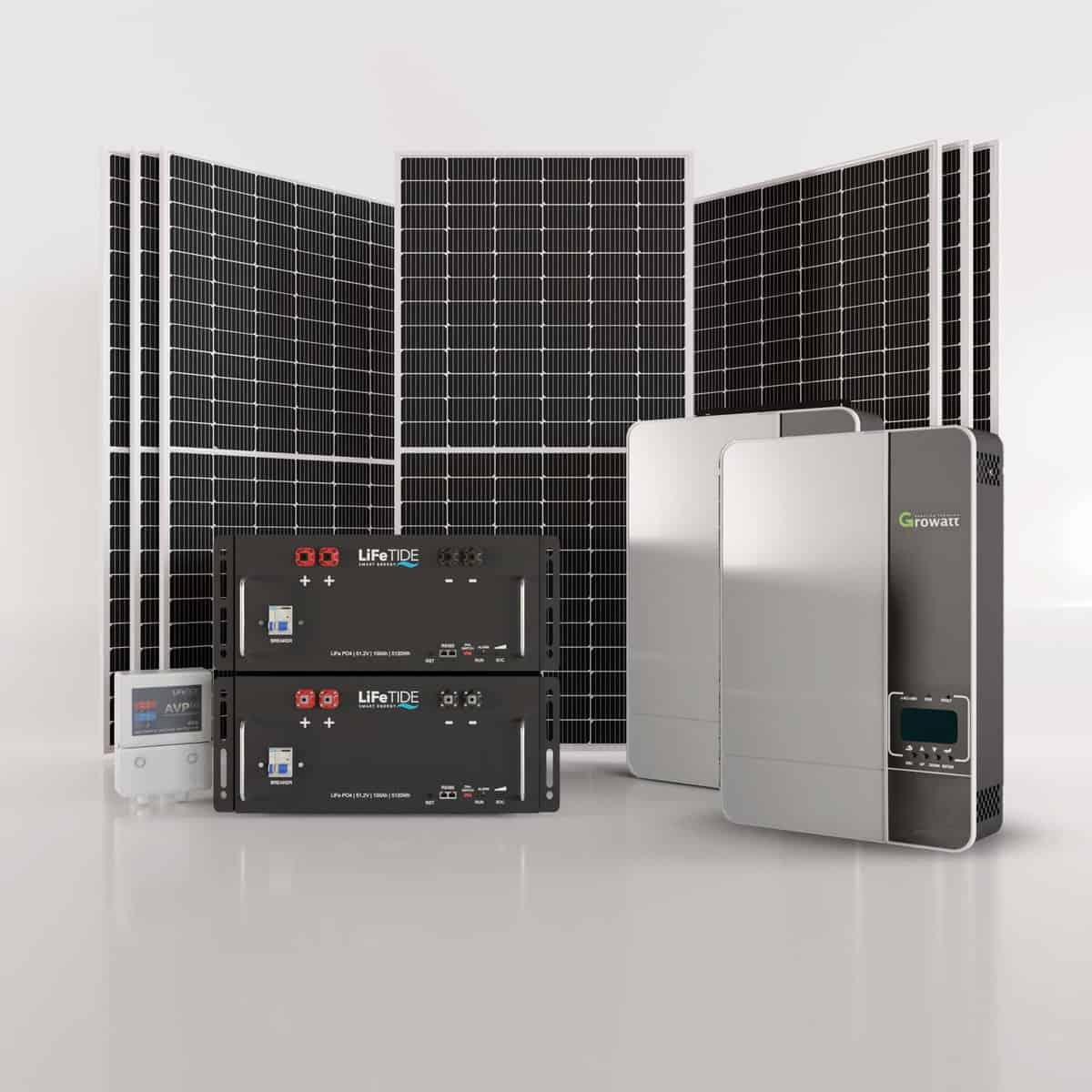10kW-Growatt-Solar-System-2x-5120Wh-Lithium-Phosphate-Batteries-Hybrid-Inverter-460W-JA-Solar-Panels