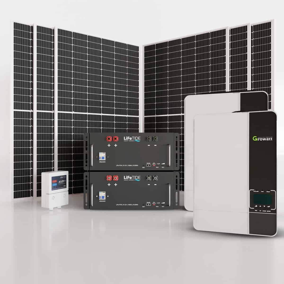 10kW-Growatt-Solar-System-2x-5120Wh-Lithium-Phosphate-Batteries-Hybrid-Inverter-565W-JA-Solar-Panels