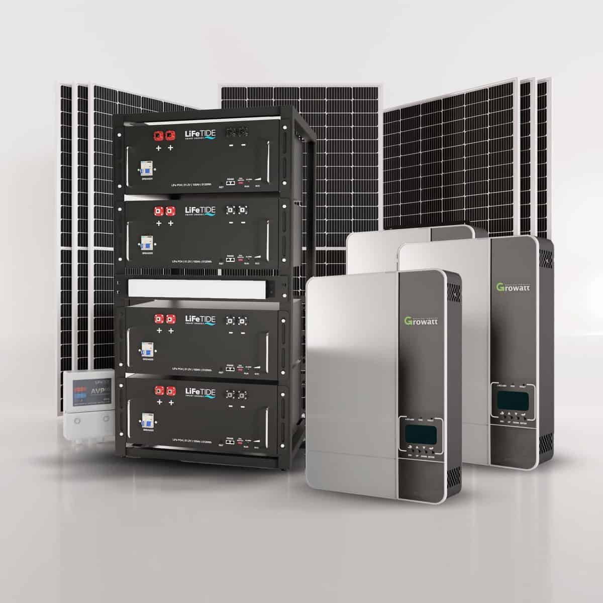 15kW-Growatt-Solar-System-4x-5120Wh-Lithium-Phosphate-Batteries-Hybrid-Inverter-460W-JA-Solar-Panels