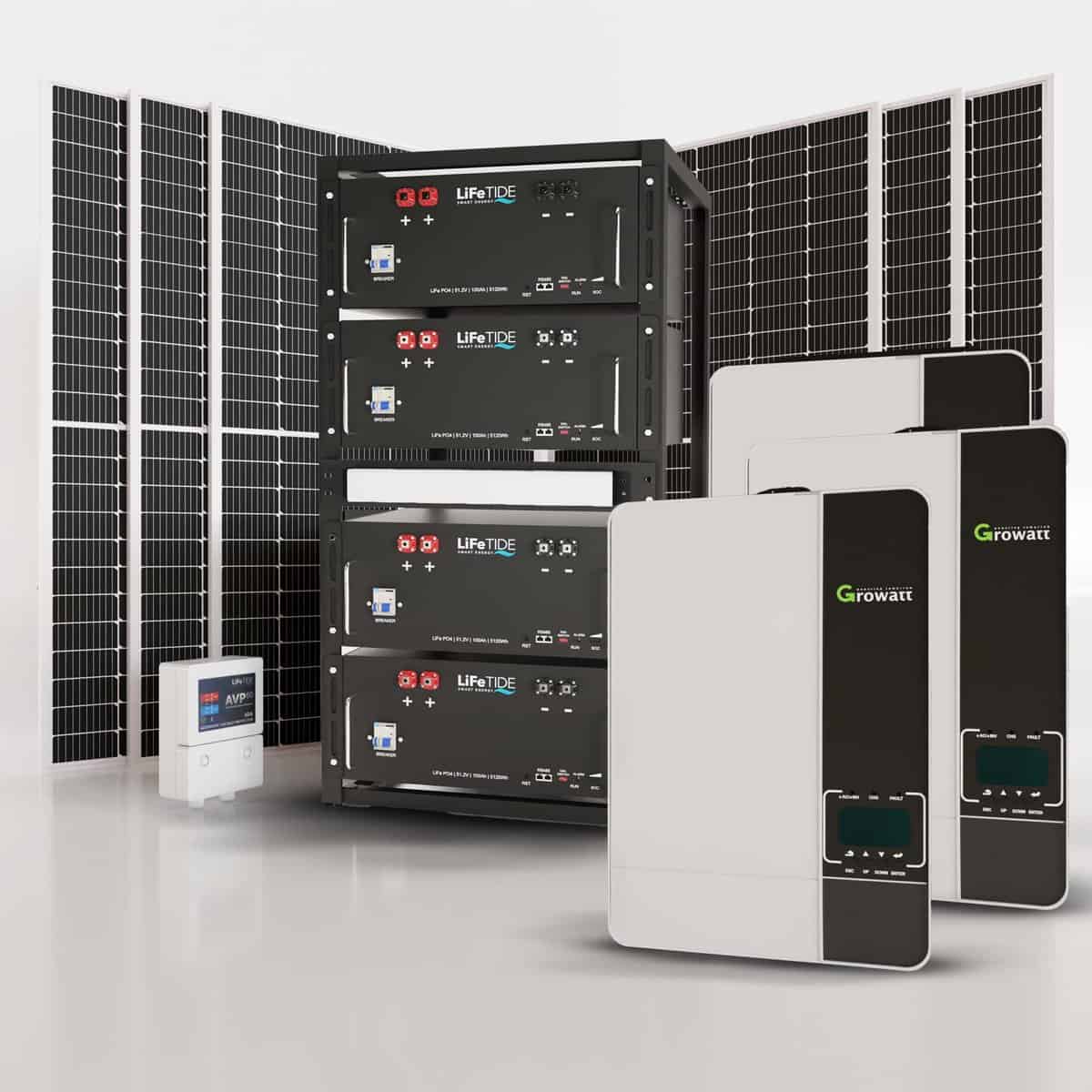 15kW-Growatt-Solar-System-4x-5120Wh-Lithium-Phosphate-Batteries-Hybrid-Inverter-565W-JA-Solar-Panels